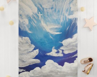 Manta de bebé Jesús, pintura de cruz, manta polar cristiana