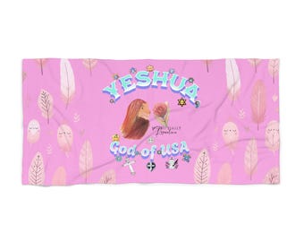 Toalla de playa Yeshua, toalla cristiana con la bandera de EE. UU.