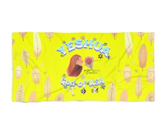 Toalla de playa cristiana, bandera de Yeshua (EE. UU.), mezcla de poliéster y algodón.