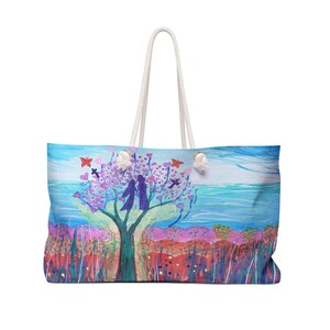 Christian Weekender Bag,Jesus Women Weekender Bag,Cross Weekender Tote Bag,Original Painting Weekender Bag,Religious Gift