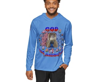 Christian Men's UPF 50+ Hoodie, USA Flag, One Nation Under God