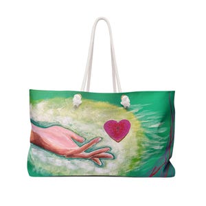 Jesus Weekender Bag,Christian Women Weekender Bag,Cross Weekender Tote Bag,Religious Gift to Her,Original Spiritual Painting Weekender Bag