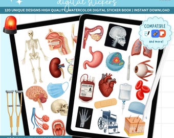 Medical Digital Stickers, Anatomy Medical Goodnotes Stickers, Biology digital stickers, Nurse stickers, goodnotes stickers