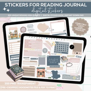 Digital Stickers for Reading Journal, Bookish Planner Stickers, Rating sticker for reading journal, Book Lovers stickers, GoodNotes Stickers