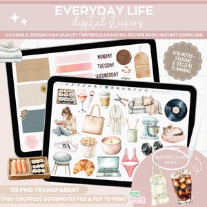 Everyday Aesthetic Digital Planner Stickers, Digital stickers for everyday life, Pre-cropped Digital Stickers, Everyday goodnotes stickers