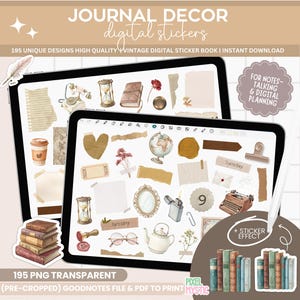 Vintage Digital Journal Stickers, Bullet Journal Stickers, vintage stickers, pre-cropped Goodnotes stickers, Aesthetic Sticker, Notability