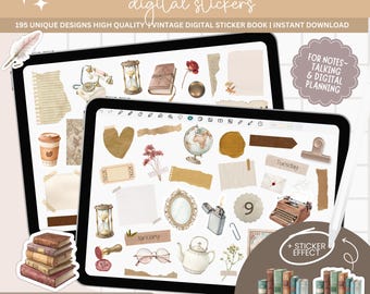 Vintage Digital Journal Stickers, Bullet Journal Stickers, vintage stickers, pre-cropped Goodnotes stickers, Aesthetic Sticker, Notability