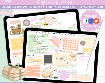 Reading Journal Stickers: Pastel Book Tracker, GoodNotes Planner (Digital Download, PDF)