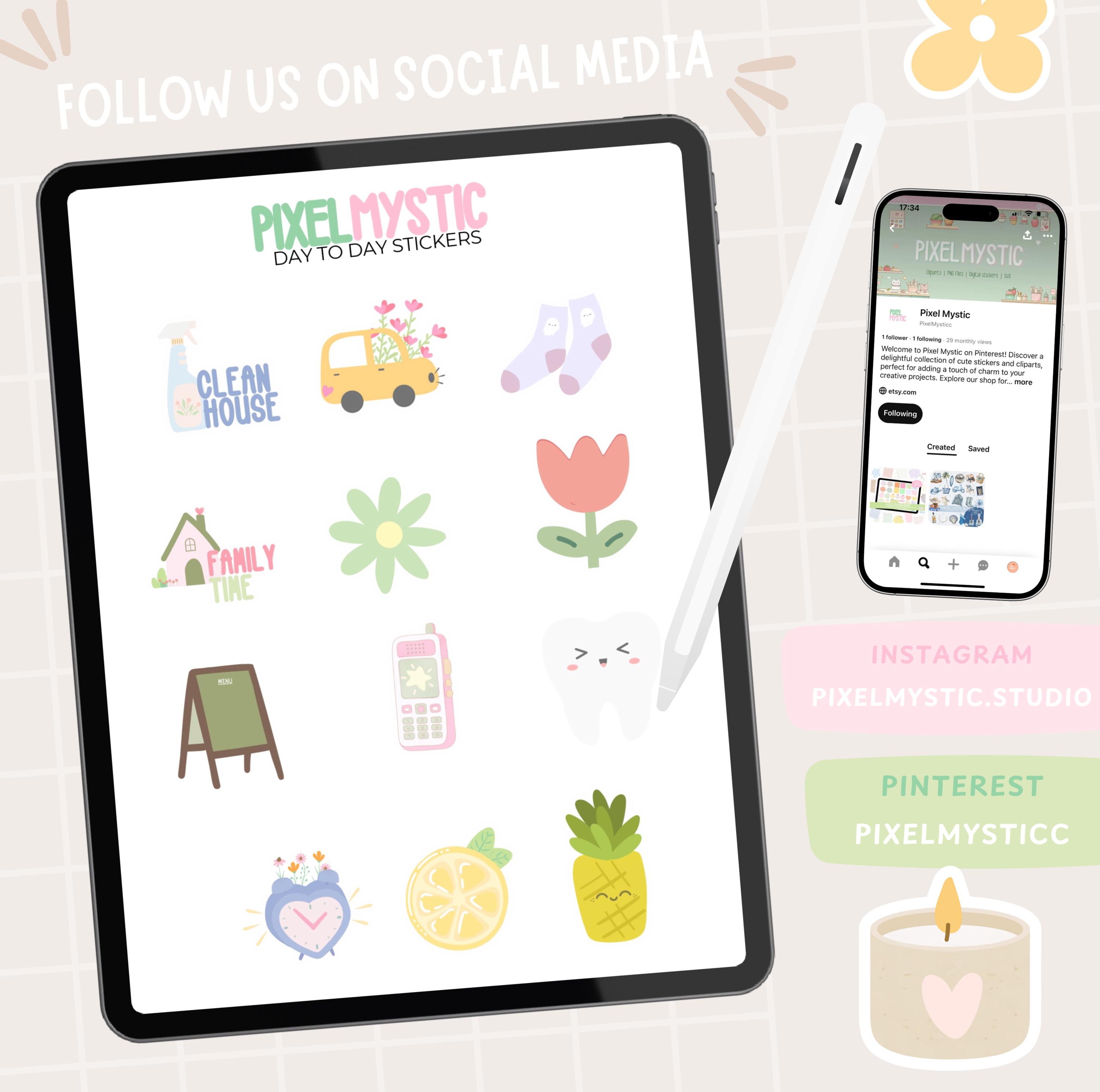 Cute Onenote Everyday Digital planner Stickers, goodnotes Digital Planner Stickers ...