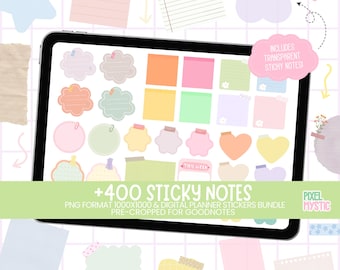 Pastel Digital Sticky Notes: Goodnotes Notability Stickers (PNG)