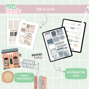 Digital Stickers for Reading Journal, Bookish Planner Stickers, Rating ...