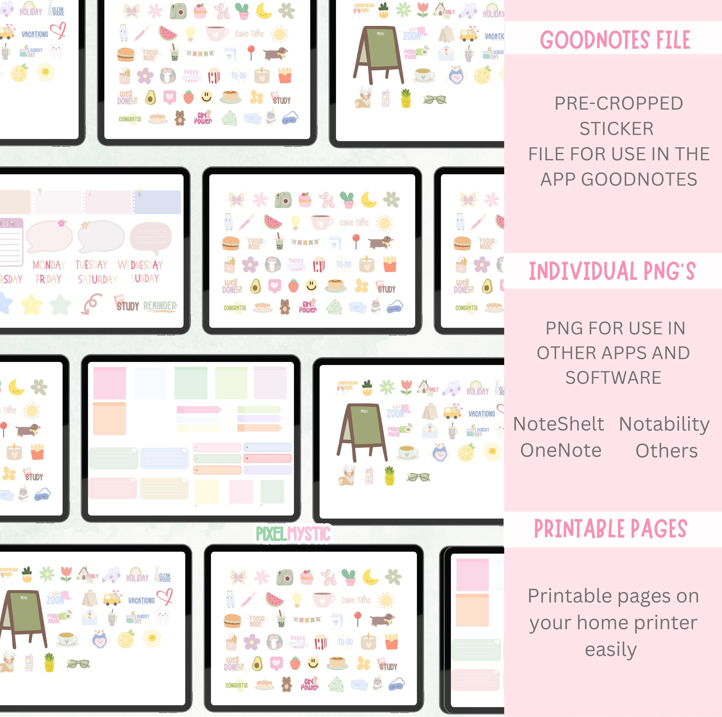 Cute Onenote Everyday Digital planner Stickers, goodnotes Digital Planner Stickers ...