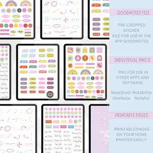 195 Pastel Aesthetic Planner Stickers for GoodNotes | Digital Planner Stickers Bundle | iPad PNG | Printable PDF | Instant Download image 4