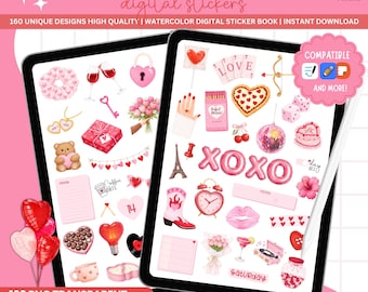 Valentine's Day stickers, romantic stickers, february digital stickers, love stickers, goodnotes and noteful stickers