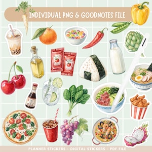 Food Digital Stickers: Meal Planner Clipart (PNG, PDF, GoodNotes) imagen 3