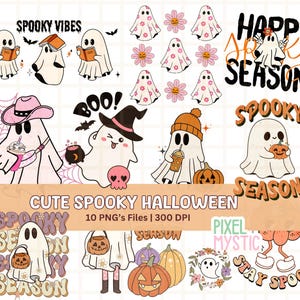 Cute Ghosts, 10 Cute Halloween png, Halloween Sublimation Clipart, Trending Png, Cute Halloween Clipart, Cute Halloween Clipart Pumpkin