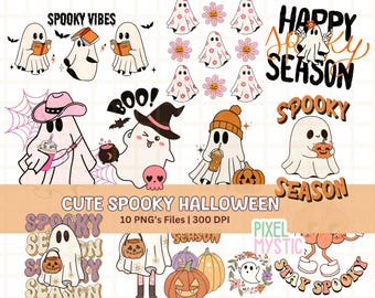Cute Ghosts, 10 Cute Halloween png, Halloween Sublimation Clipart, Trending Png, Cute Halloween Clipart, Cute Halloween Clipart Pumpkin