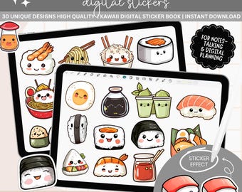 Kawaii Asian Food Stickers: Sushi, Ramen, Goodnotes (Digital Download)