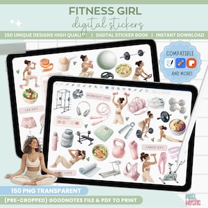 FITNESS digital stickers, Fitness Goodnotes Digital Stickers, Workout digital stickers, Exercise Digital Stickers, Gym lovers stickers