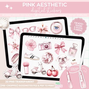 Pink Aesthetic Stickers, Planner Stickers, Stickers Kindle, Girl Stickers, Pinterest Girl stickers, journal stickers PNG, Coquette PNG