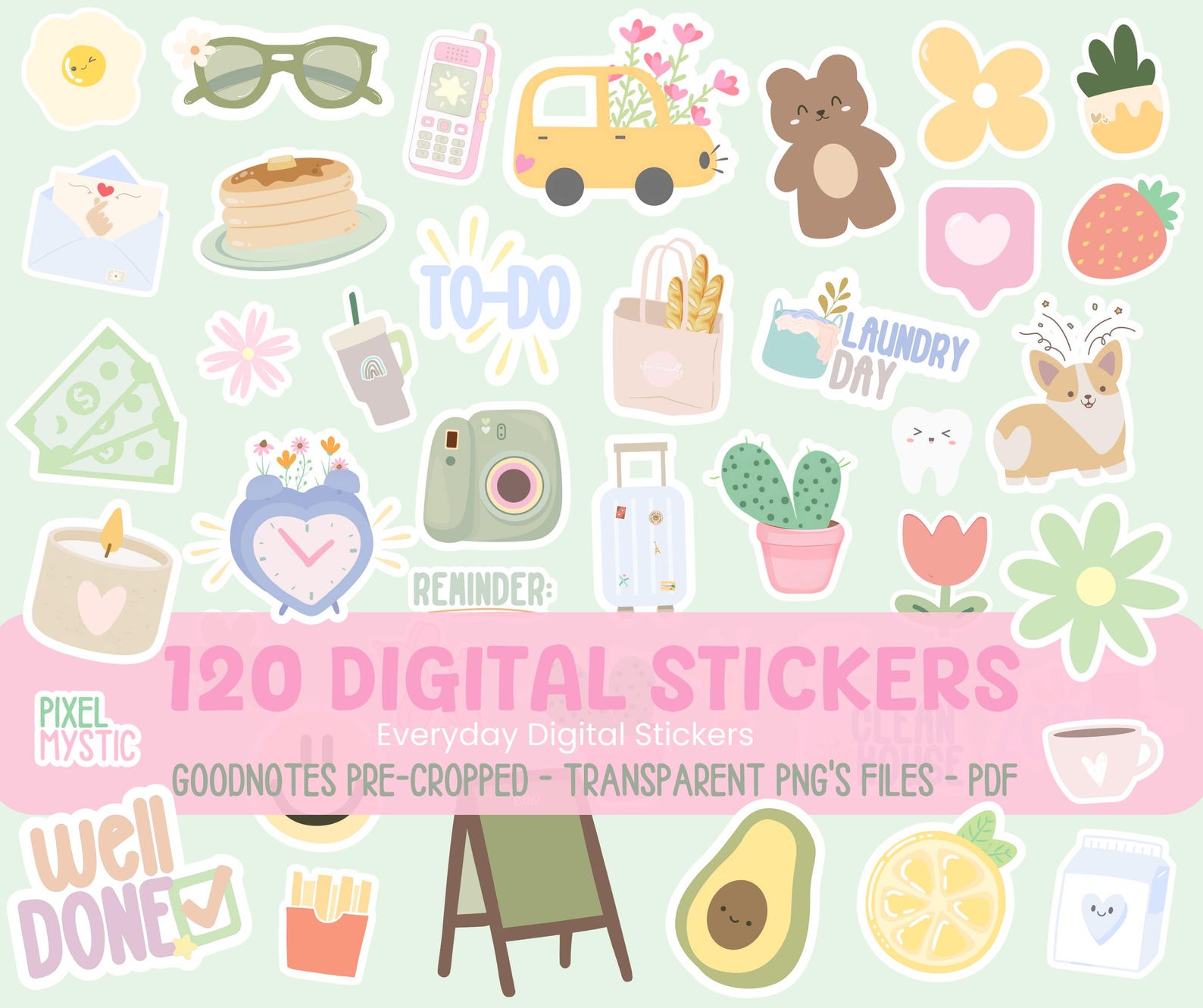 Cute Onenote Everyday Digital planner Stickers, goodnotes Digital Planner Stickers ...