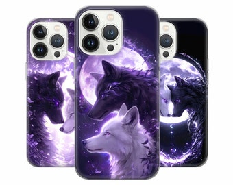 Yin yang moon wolf Phone Case Fantasy moonlight Cover for iPhone 15Pro, 14, 13, 12, 11, Google Pixel 8, 7A, 6A, Samsung Galaxy S24 Ultra, S2