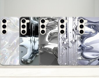 Chrome original design Phone Case Liquid metal Cover for Samsung Galaxy S24 S23 FE S22 Pro S21 Ultra A55 A35 A05