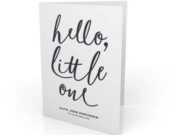 Personalised New Baby Card 'Hello, Little One' | Modern Calligraphy & Custom Colours | Gender Neutral Congratulations