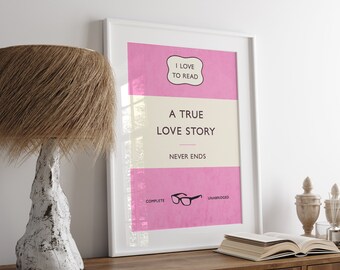 Classic Pink Paperback print - Penguin book style - ideal romantic gift for book and literature lovers