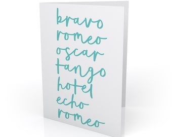 BROTHER birthday card - using phonetic spelling alphabet