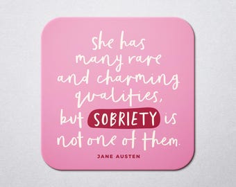 Jane Austen Coaster | Funny Literary Quote, Book Wine Gin Lover Gift