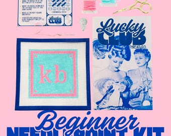 2 Letter Monogram Needlepoint Beginner Kit