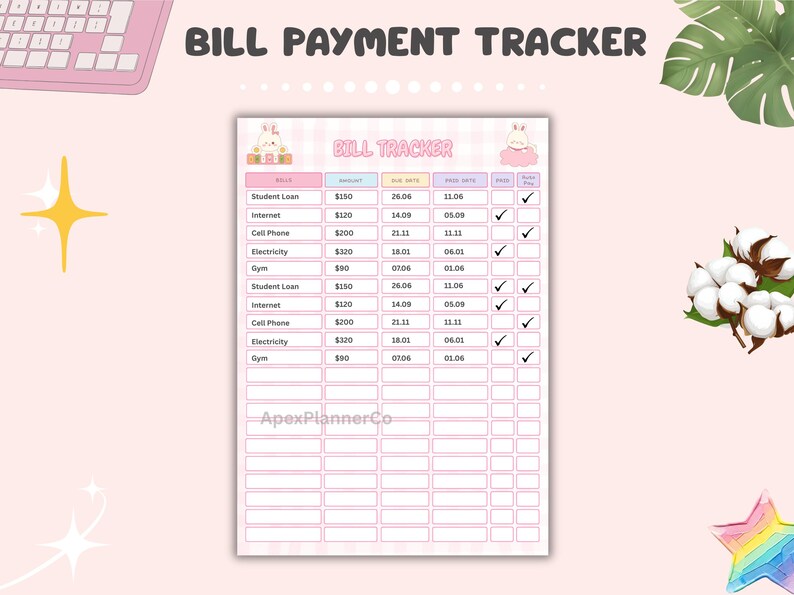 Bill Payment Tracker Printable | Monthly Bills & Expenses Organizer ...