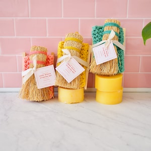 Zero Waste Dish Scrubber Set: Reusable Cotton Sponge, Eco Friendly Gift