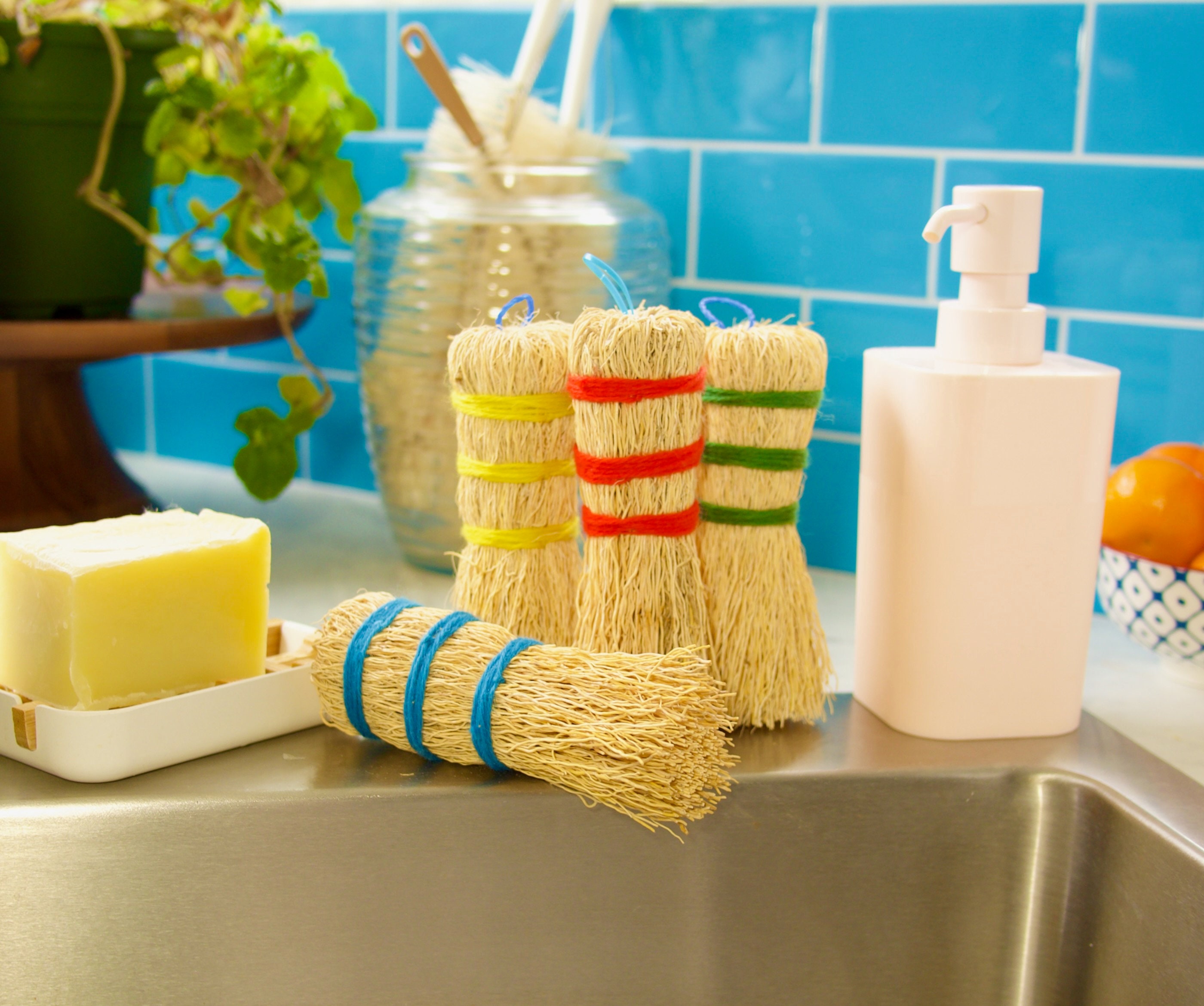 Escobetas de Raiz - Zero Waste Root Dish Scrubbers in 6 Happy Colors
