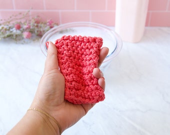 Boho Kitchen Essential: Dark Pink Machine Washable Reusable Sponge - Zero Waste Gift - 100% Cotton