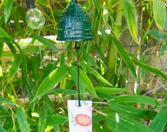 Temple - Cast Iron Japandi Decor with Soothing Bell Sound for Garden & Patio, Tanzaku multicolor, Furin Bell, Wish Temple, Wellness, Rustic
