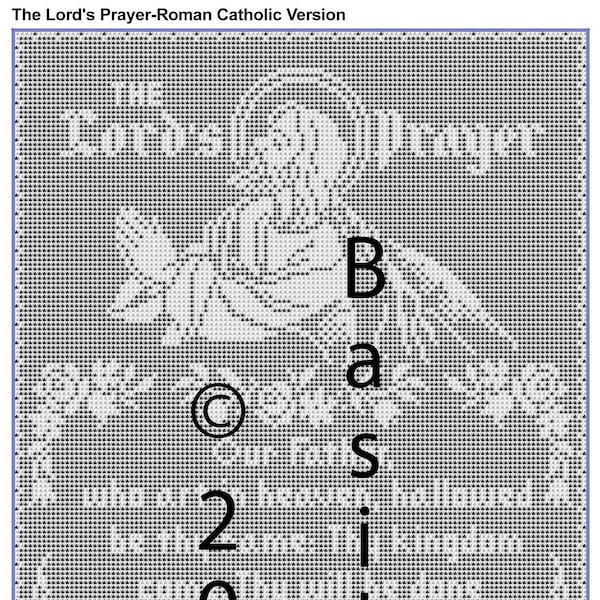 The Lord's Prayer Thread Filet Crochet Wall Hanging Pattern - Roman Catholic Version