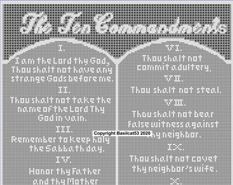 The Ten Commandments Filet Crochet Pattern Doily Wallhanging