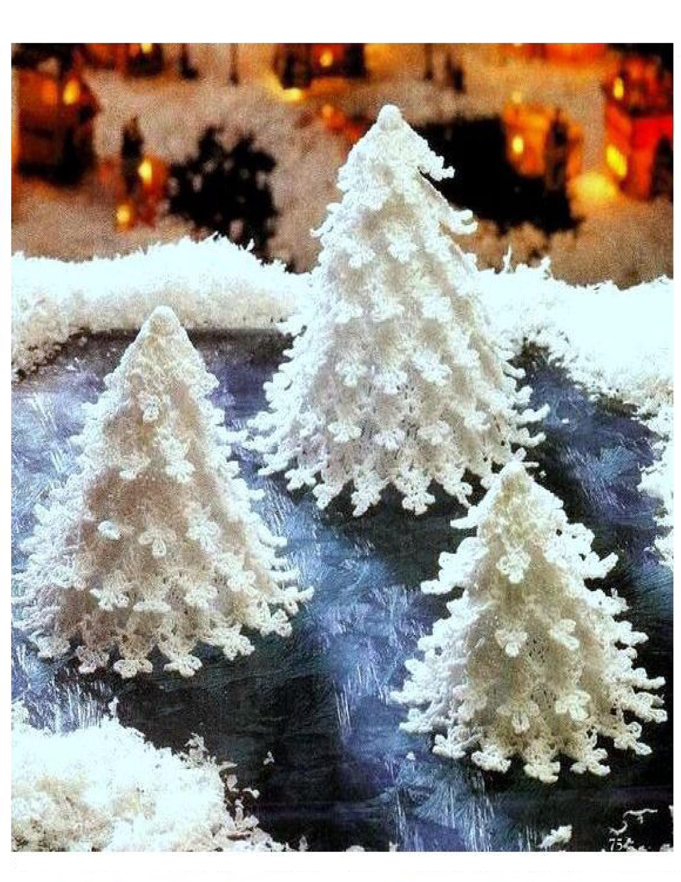 Vintage Crochet Pattern For Christmas Trees With Branches in Three Different Sizes Using Styrofoam Cones as a Base - Unique Holiday Decor