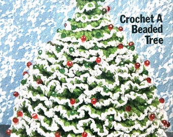 Vintage Beaded Christmas Tree Crochet Pattern - PDF File - Instant Download