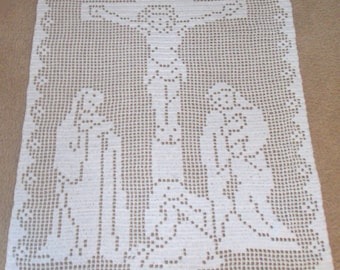 The Crucifixion Jesus Christ Wallhanging Vintage Thread Crochet Pattern