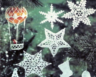 Thread Crochet Patterns Ornaments & Snowflakes Digital PDF File, Christmas Crochet Patterns