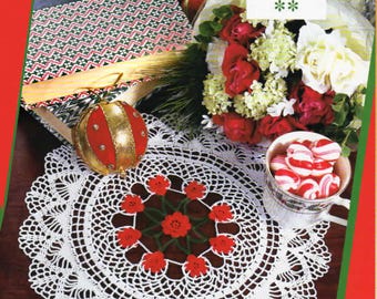 Vintage Christmas Roses Doily Crochet Pattern - PDF Digital File - English + Chart