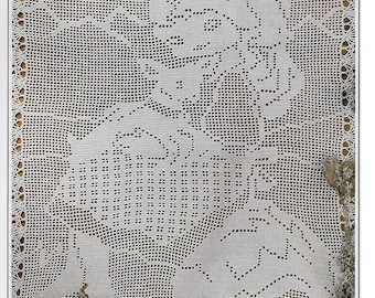 Vintage Mary's Lamb Crochet Pattern: Thread Filet Doily (Downloadable PDF)