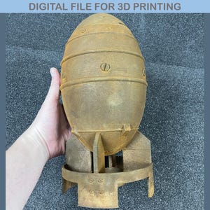 Plik STL do drukowania 3D Fallout Mini Nuke Container Prop Decor Fallout 76 Cosplay Fat Man Piggybank DIY Łatwy montaż przechowywania skarbonek