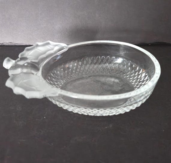 Vintage Clear Christmas Holly Bowl