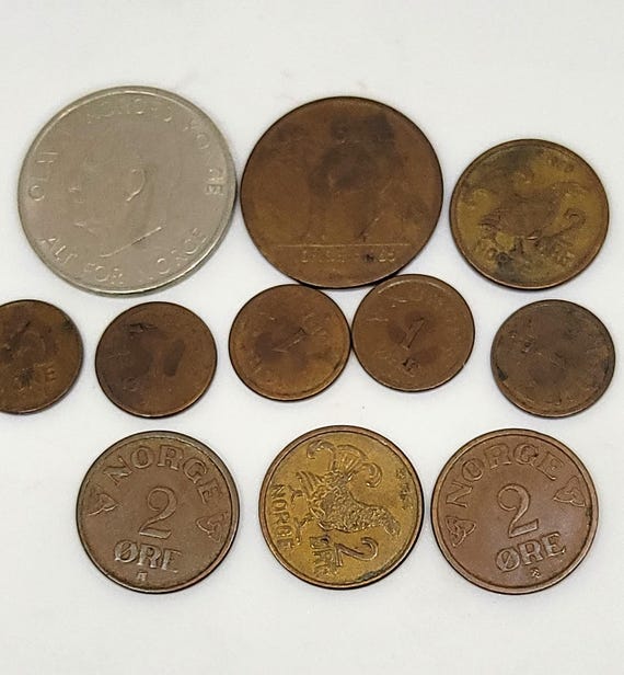 Norwegian Coins: 1950s/ 60s including 1 Ore Squirrel and 5 Ore Moose Lot 18