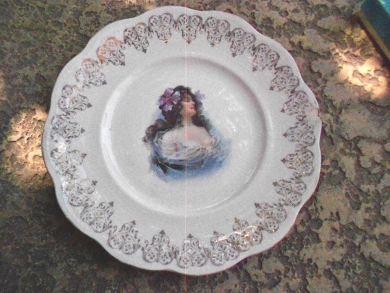 Antique Art Nouveau Plate Colonial Pottery