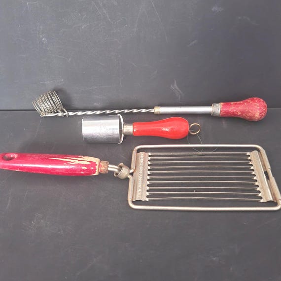 Set of Red Handled Vintage Kitchen Tools